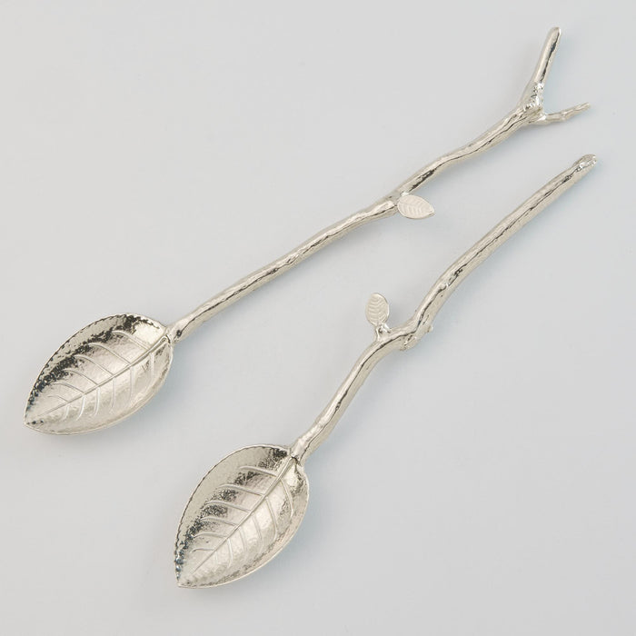 Crosby & Taylor Twig Pewter Condiment Teaspoons, Set of 2