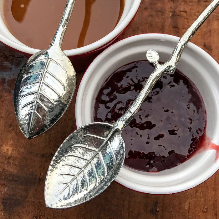Crosby & Taylor Pewter Twig Condiment Spoons, Set of 2