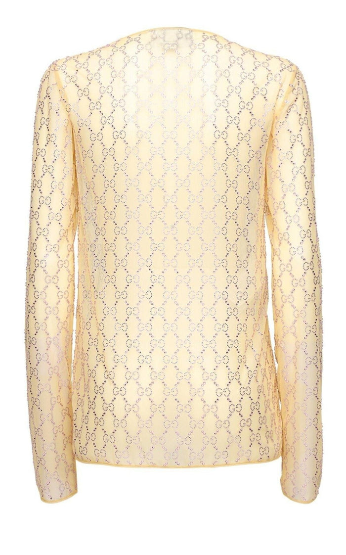 Gucci Crystal Embroidered Sheer Tulle Top - Runway Catalog