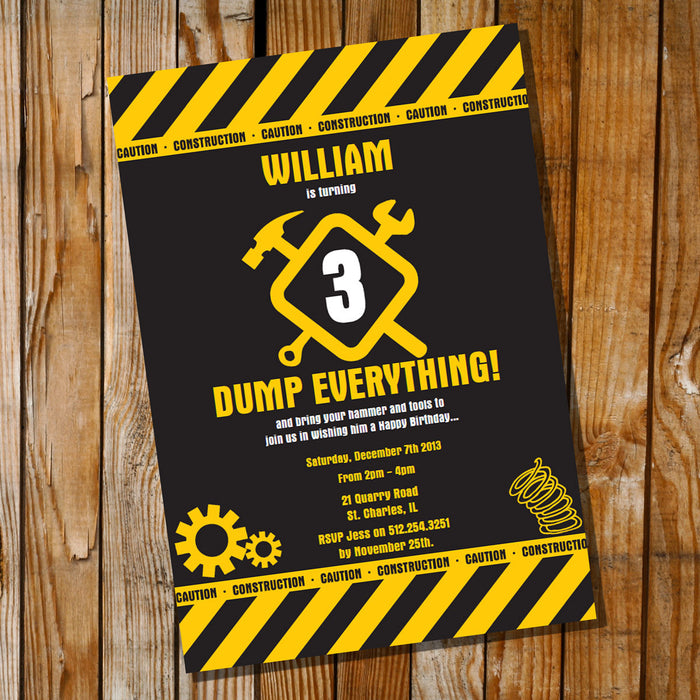 Danger Tape Construction Party Invitation