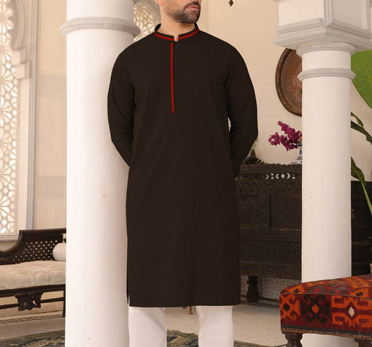 Dark Brown Men's Kurta Pajama 3061 - Dubai Offers Today