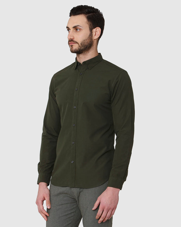 Dark Green Printed Full Sleeves Shirt