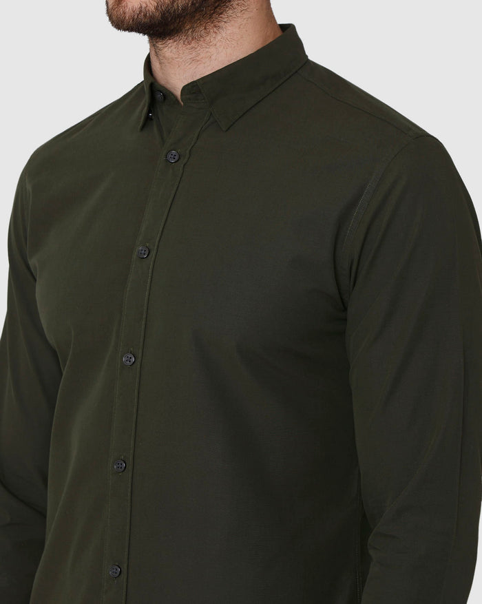 Dark Green Printed Full Sleeves Shirt