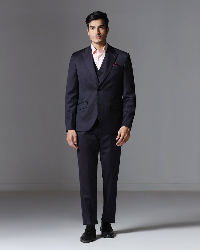 Dark Purple Three Piece Textured Suit - Pixel