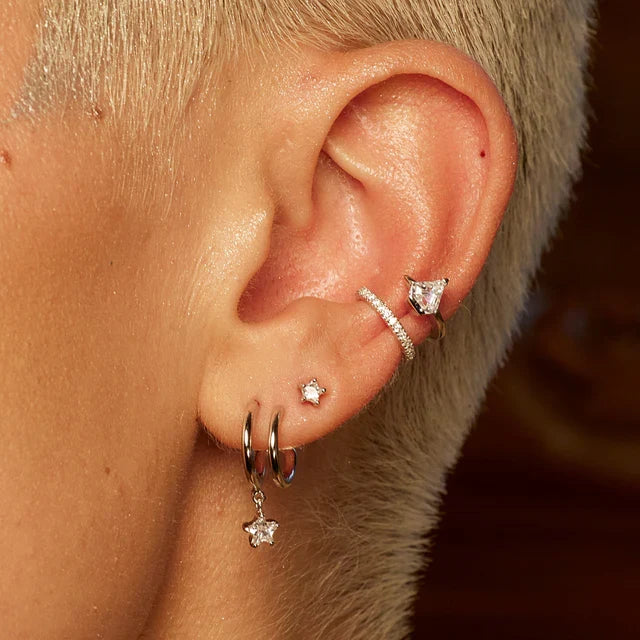 Diamond Double Band Small Single Ear Cuff