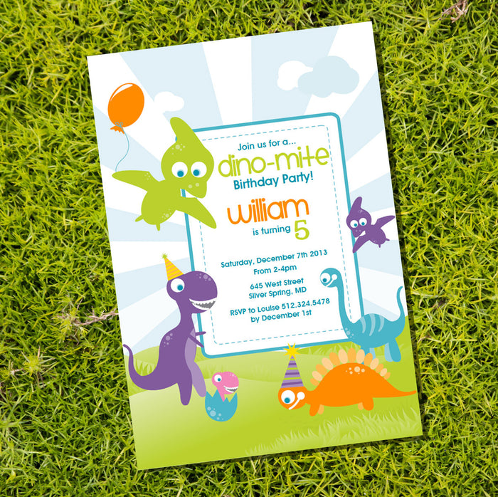 Dinosaur Invitation for a Boy - Cute Dinosaurs