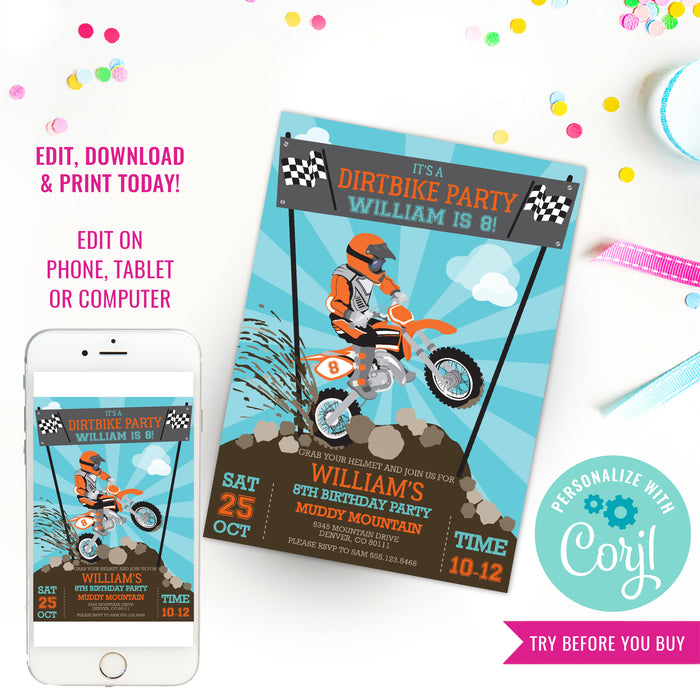 Dirt Bike Motocross Invitation