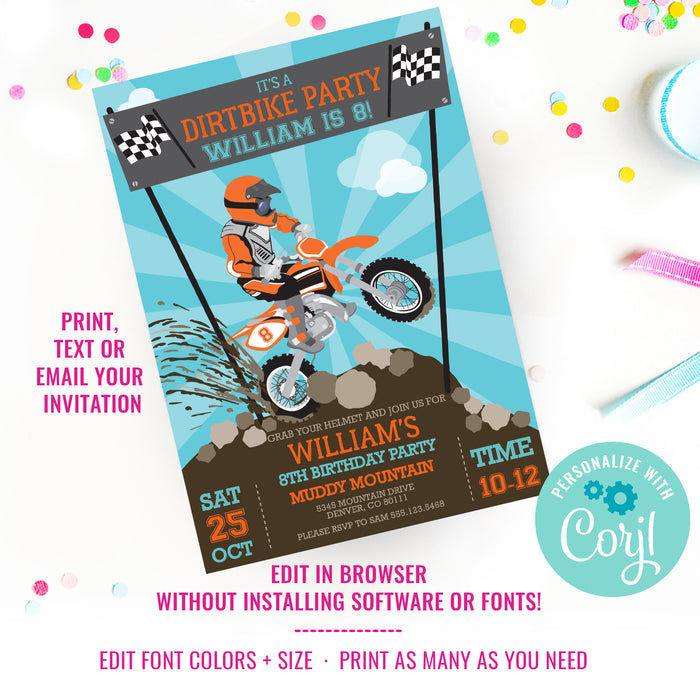 Dirt Bike Motocross Invitation