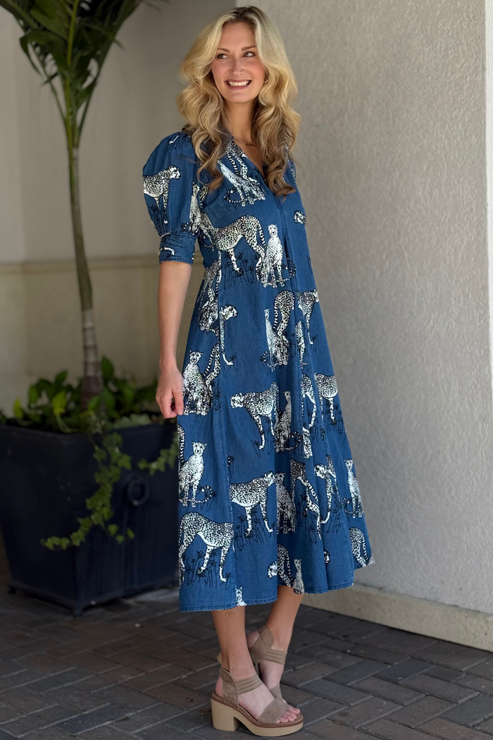 Dizzy Lizzie The Montauk Denim Cats Midi Dress