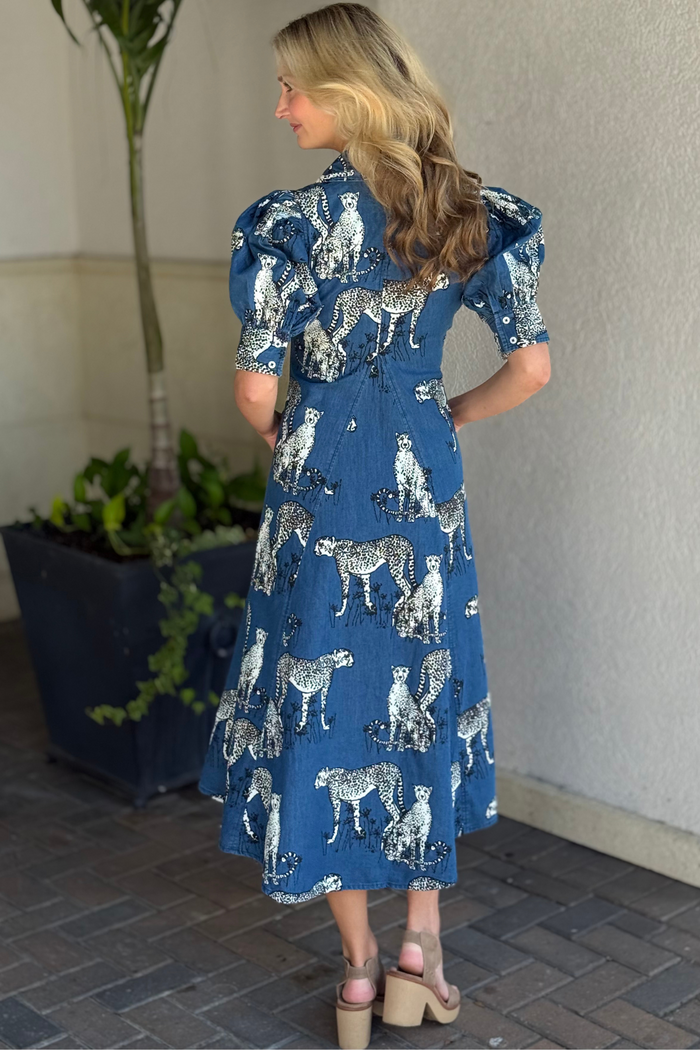 Dizzy Lizzie The Montauk Denim Cats Midi Dress