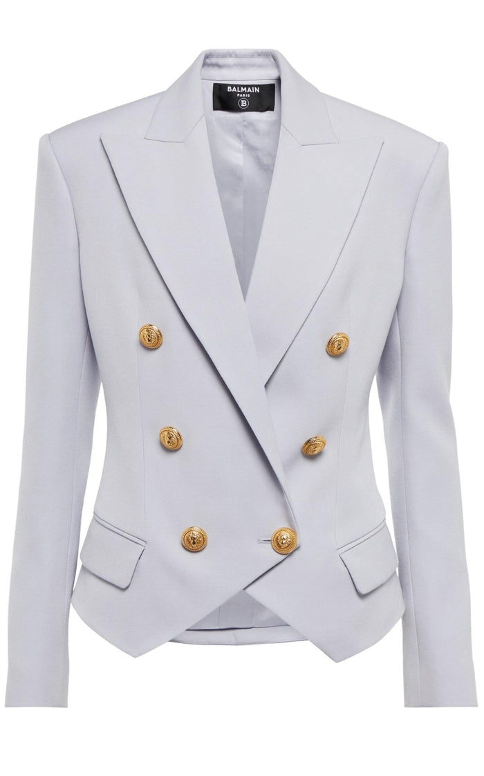 Balmain Double Breasted Blue Wool Blazer - Runway Catalog