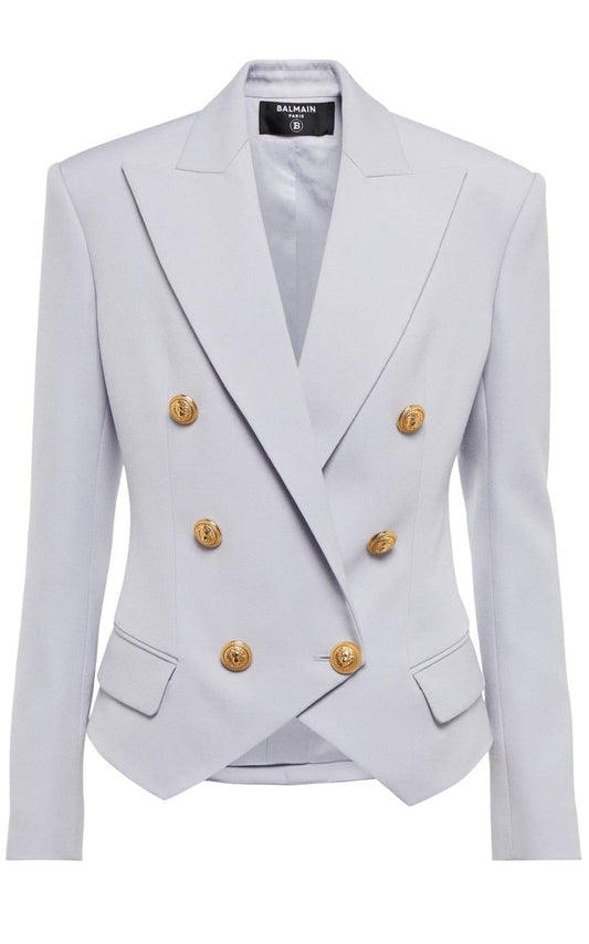Balmain Double Breasted Blue Wool Blazer - Runway Catalog