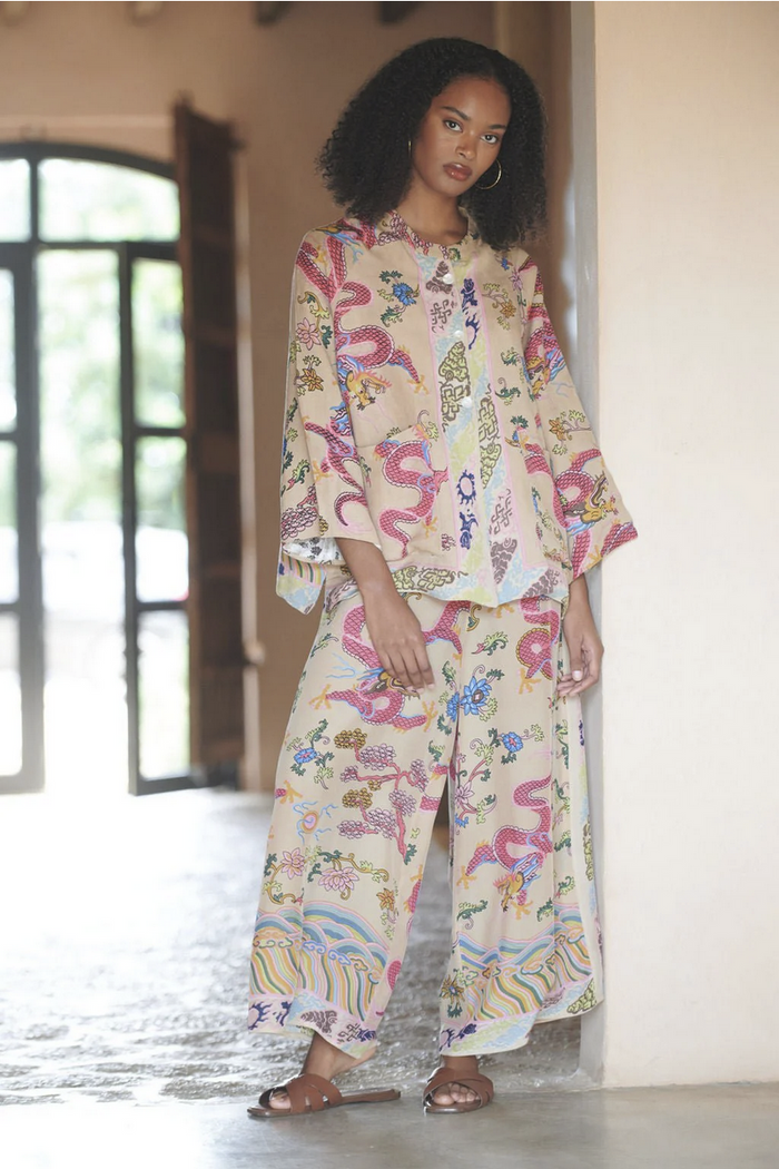 Dragon Sand Crepe Palazzo Pants
