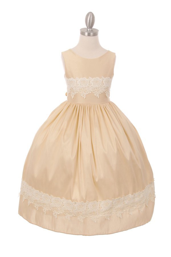 Dupioni Lace Flower Girl Dress by Cinderella Couture USA AS1234