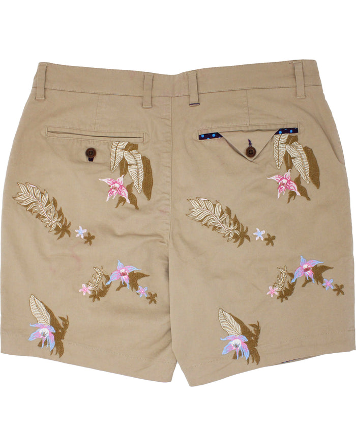 EDWARD FLOWER EMBROIDERY SHORT - SAND