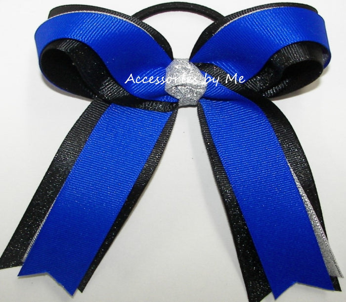 Electric Blue Silver Metallic Black Lame Glitter Ribbon