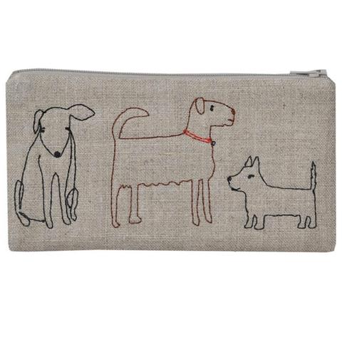 Embroidered Dogs Pouch