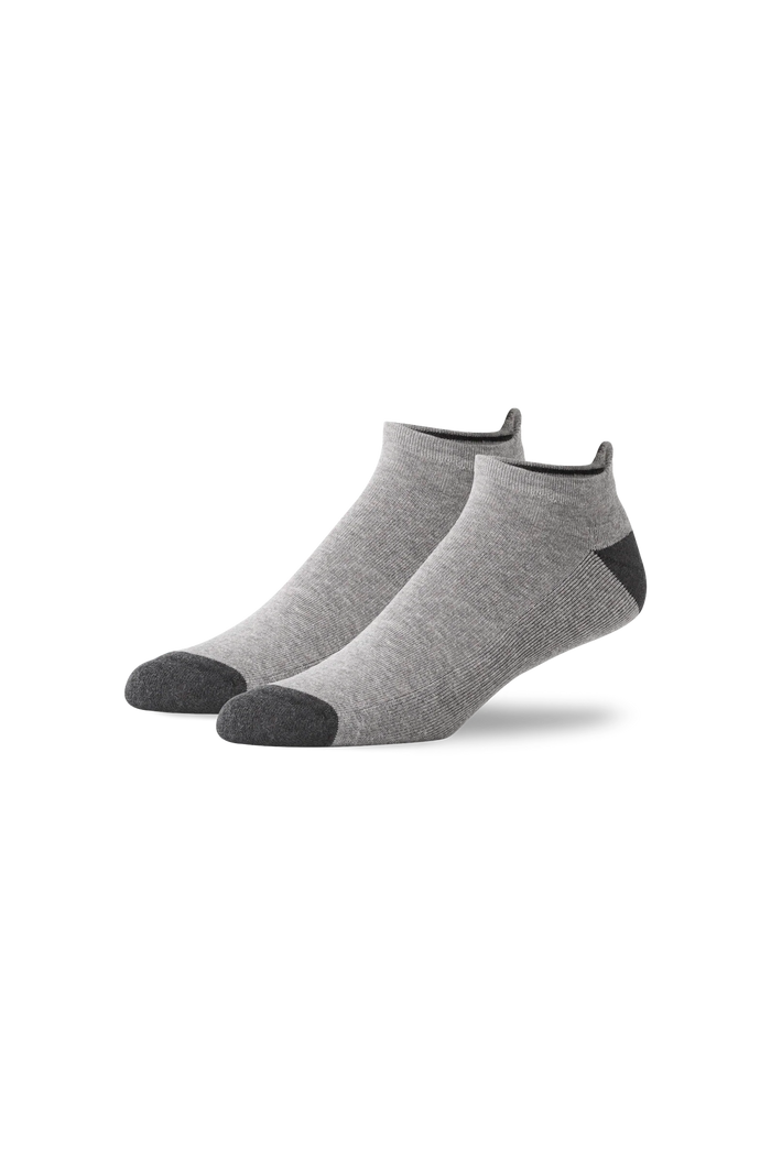 Grey Heather / Charcoal Heather | Side view of the Everyday Ankle Sock in Grey Heather / Charcoal Heather