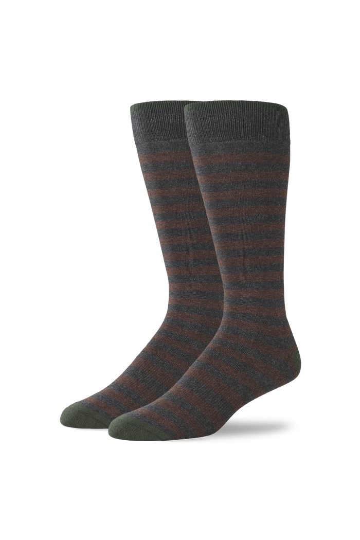 Mocha Heather / Charcoal Heather Mack Stripe / One Size