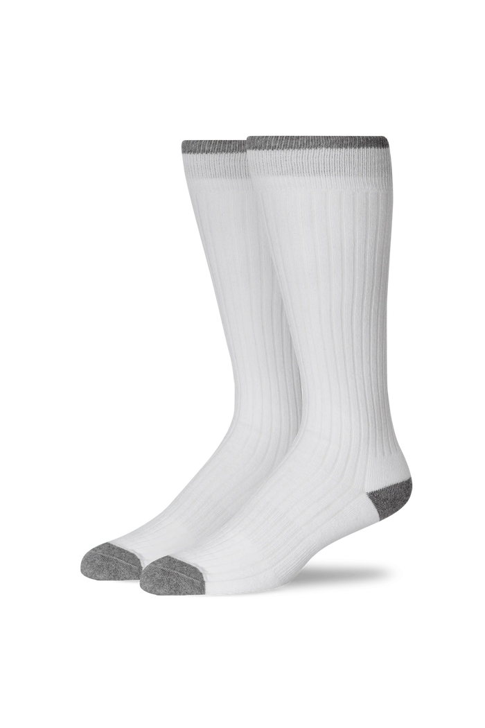 Bright White | Front view of Everyday Extended Crew Sock in Bright White