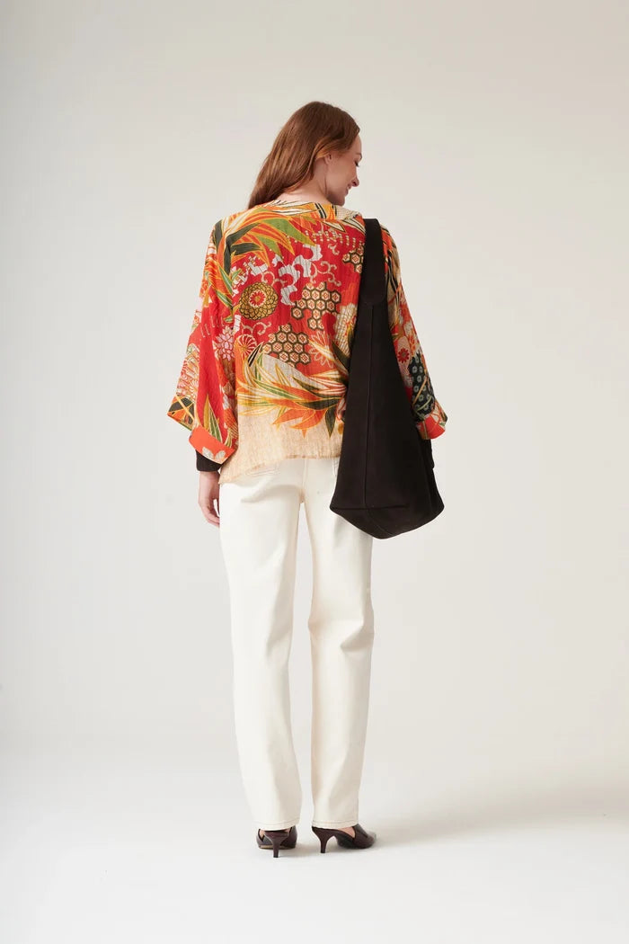 Fans Scarlet Short Kimono
