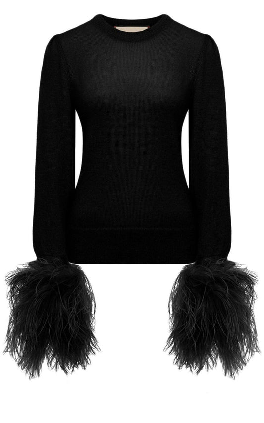 Gucci Feather Cuff Crew Sweater - Runway Catalog