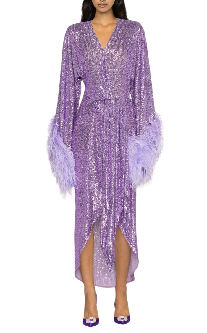 NERVI Feather Sequinned Dress - Runway Catalog