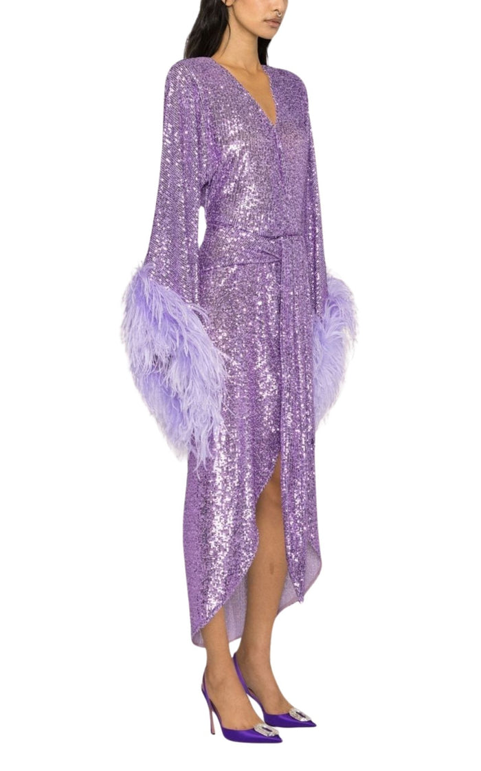 NERVI Feather Sequinned Dress - Runway Catalog