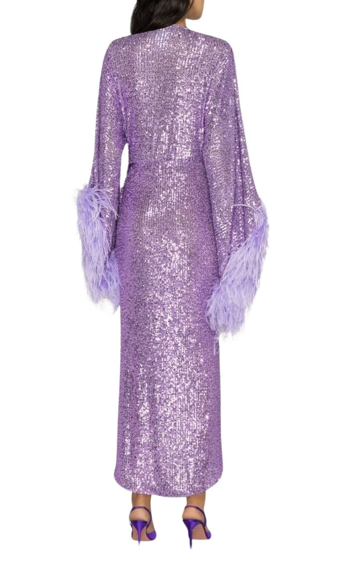 NERVI Feather Sequinned Dress - Runway Catalog