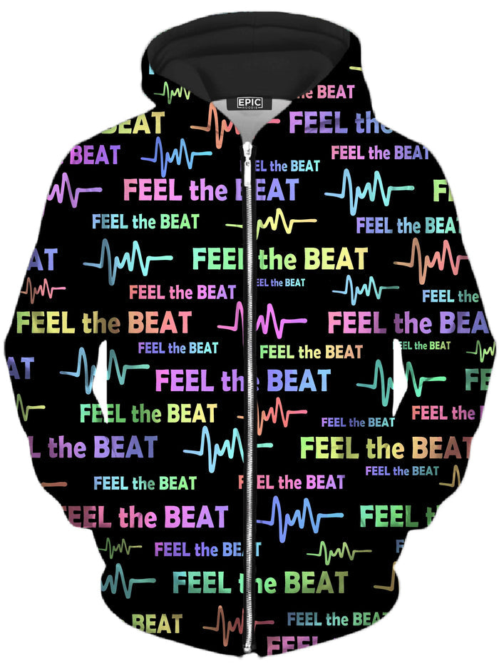 Feel the Beat Unisex Zip-Up Hoodie Sartoris Art Epic Hoodie