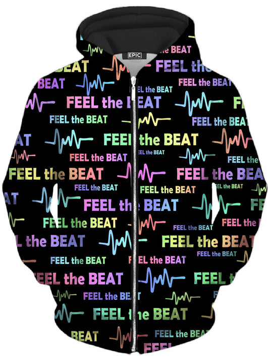 Feel the Beat Unisex Zip-Up Hoodie Sartoris Art Epic Hoodie
