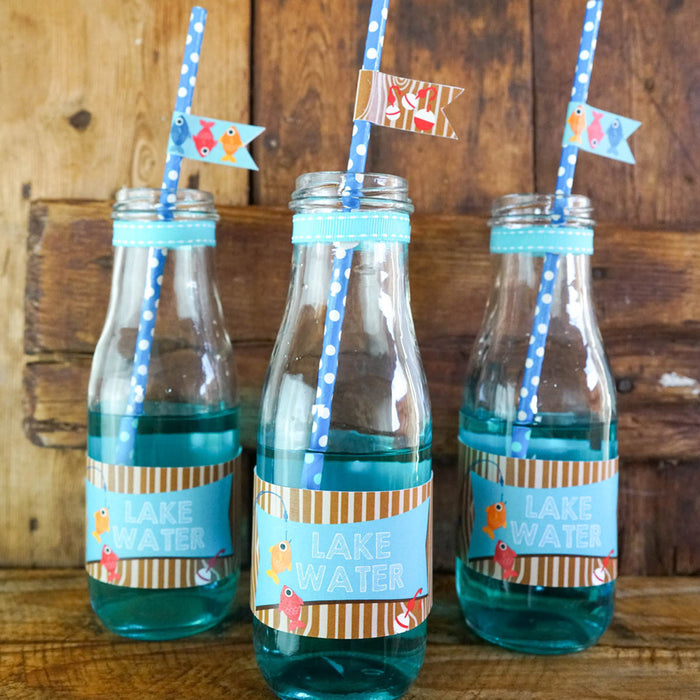 fishing party water bottle labels