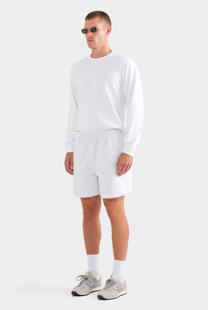 Fleece Track Short - Light Grey Marl