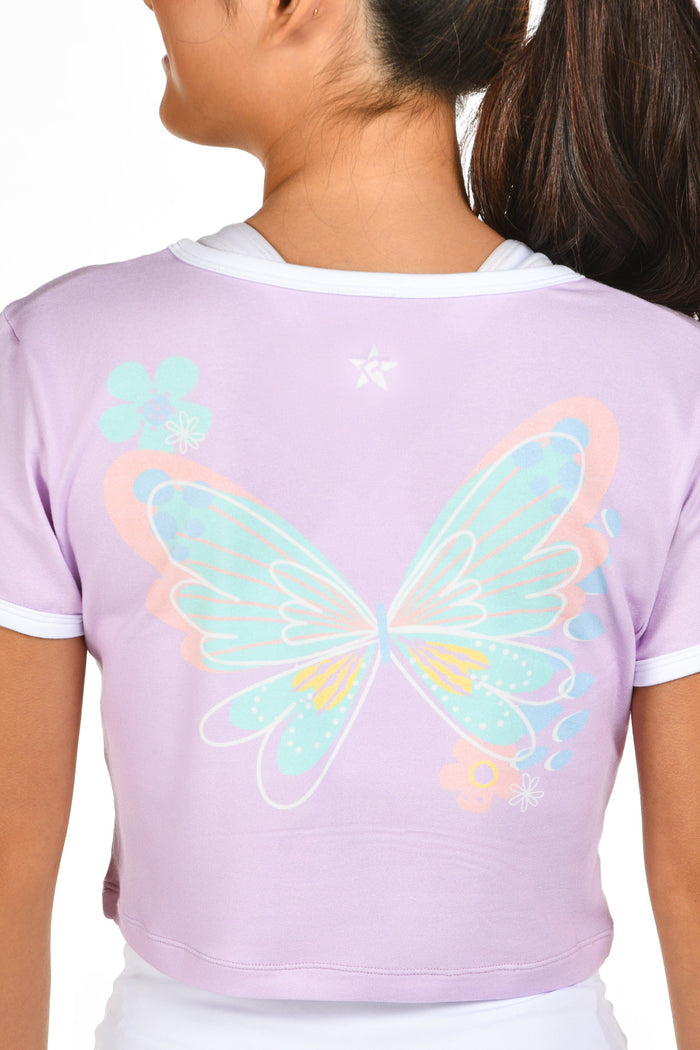 Flora Fly Cropped Tee in Icy Lavender