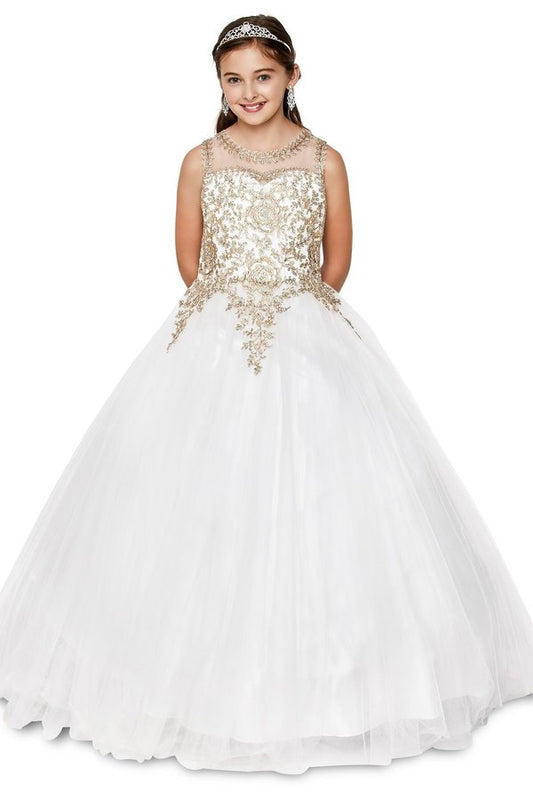 Floral Lace Rhinestone Tulle Girl Mini Quince by Cinderella Couture USA AS5041