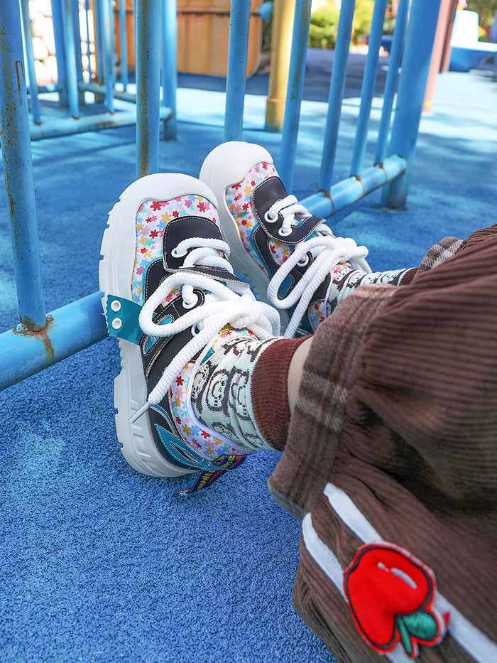 Floral Pattern Casual Platform Flats