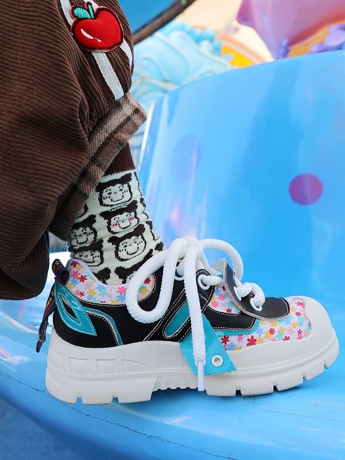 Floral Pattern Casual Platform Flats