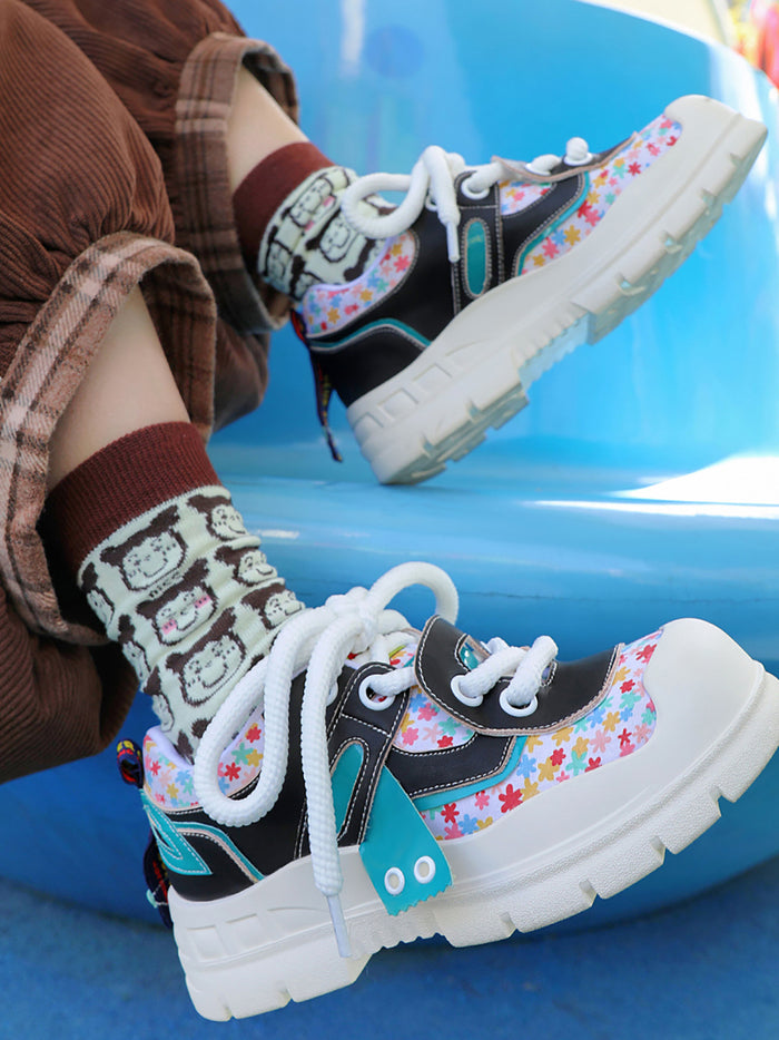 Floral Pattern Casual Platform Flats