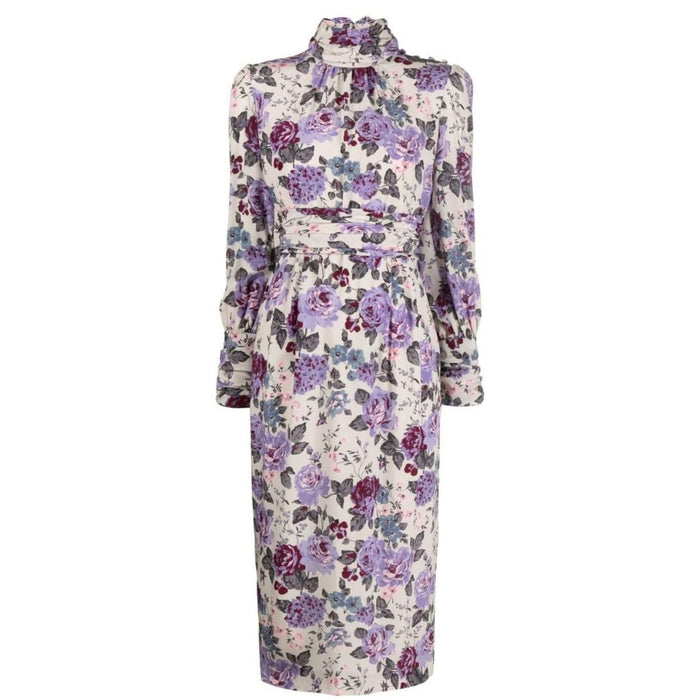 Alessandra Rich Floral Silk Midi Dress - Runway Catalog