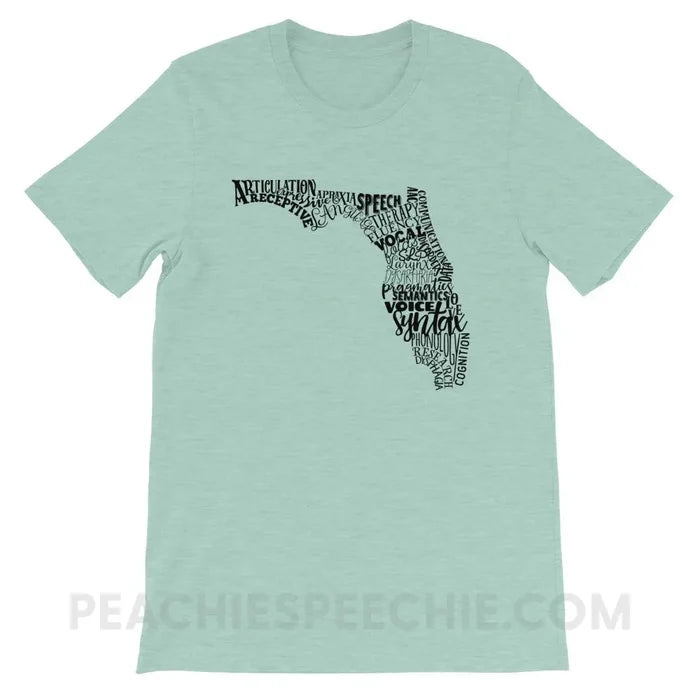 Florida SLP Premium Soft Tee - Heather Prism Dusty Blue / XS - T-Shirts & Tops peachiespeechie.com