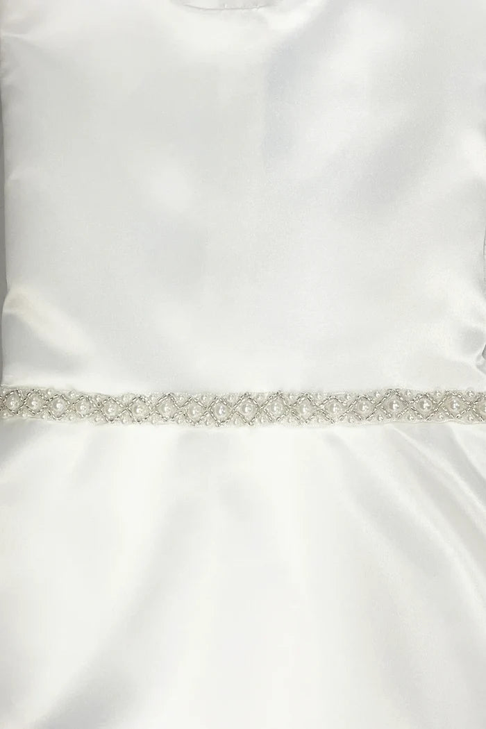 Flower Girl Party Long Satin Pearl Trim Communion Dress by AS386 Kids Dream - Girl Formal Dresses