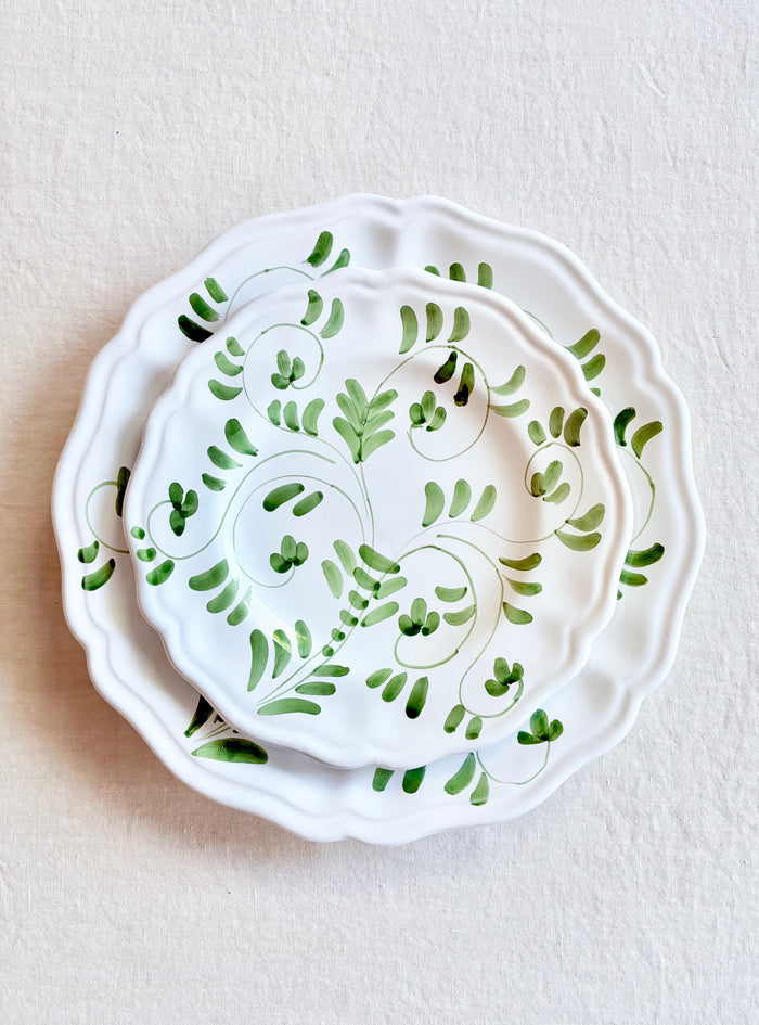 Fresco Dinnerware - White & Emerald