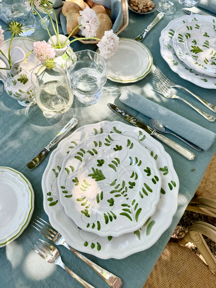 Fresco Dinnerware - White & Emerald
