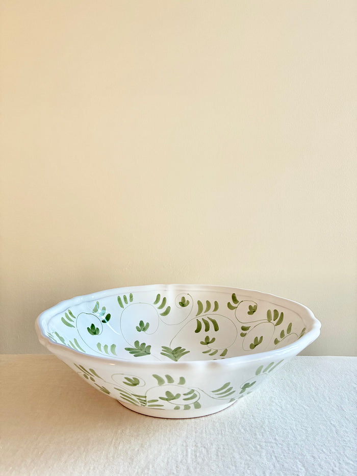 Fresco Serving Bowls S/M/L - White & Emerald