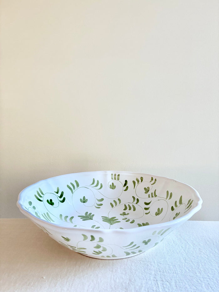 Fresco Serving Bowls S/M/L - White & Emerald