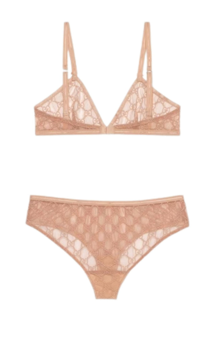 Gucci GG All Over Embroidered Tulle Lingerie Set - Runway Catalog