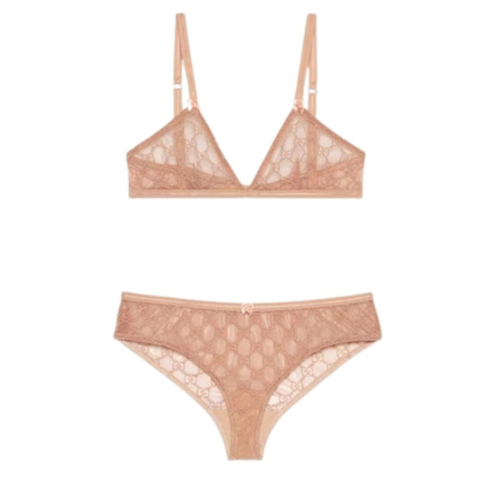 Gucci GG All Over Embroidered Tulle Lingerie Set - Runway Catalog