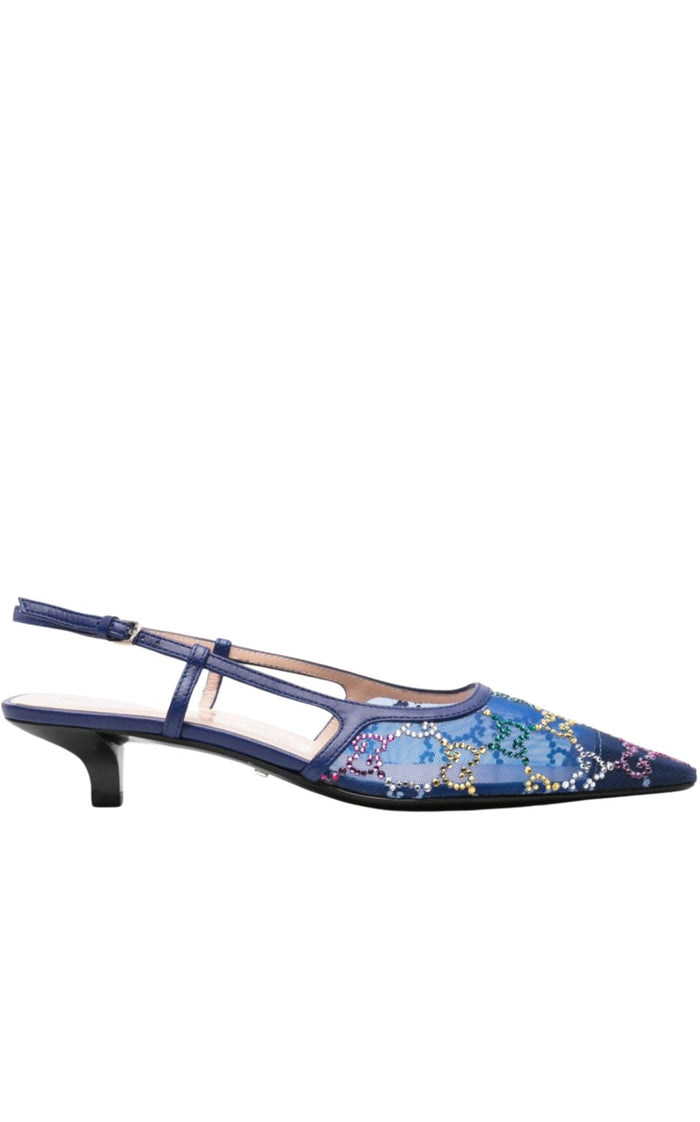 Gucci GG Crystal Slingback Heels 30mm - Runway Catalog