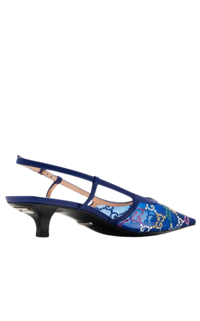 Gucci GG Crystal Slingback Heels 30mm - Runway Catalog