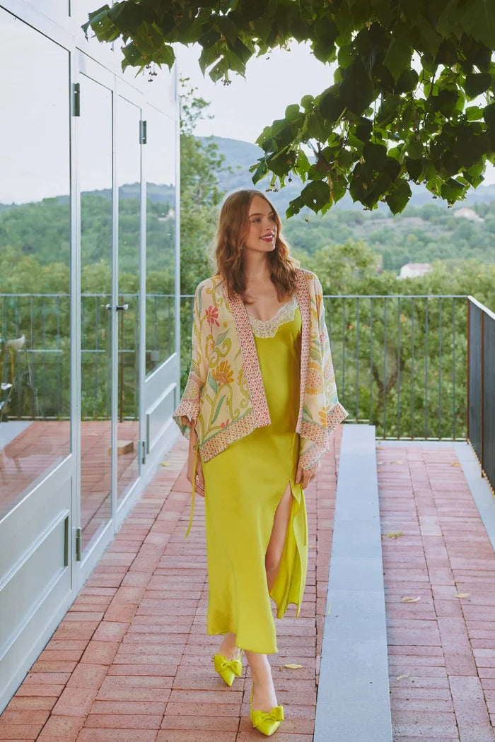 Giant Kantha Lime Short Kimono